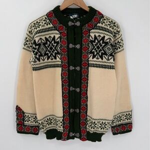Dale of Norway Wool Nordic Cardigan Sweater Toggle Clasp Fair Isle Size Large